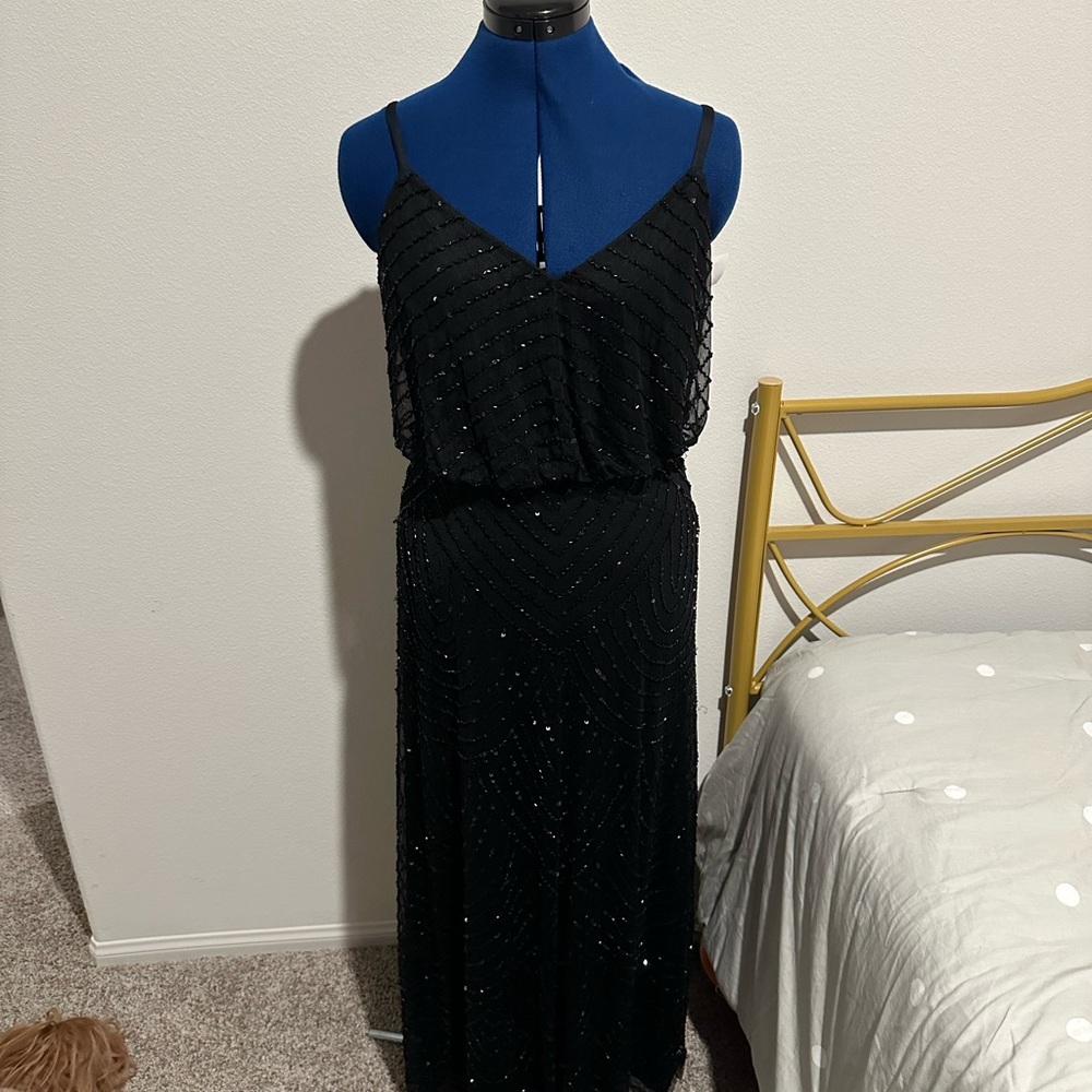 Adrianna Papell Black Sequin Gown - Picture 2 of 8